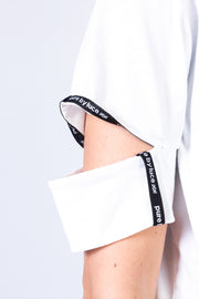 pure by luce sustainable Yattou White sports T-shirt with cut-out sleeves and logo detail